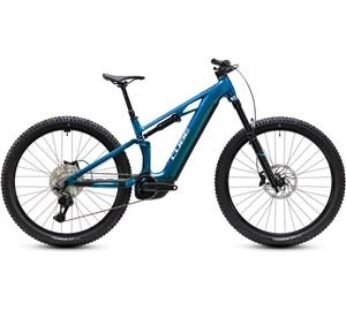 Elektrinis pilnos amortizacijos kalnų dviratis Cube Stereo Hybrid One44 HPC Race 800 Shimano 12 pavarų 800 Wh Bosch 120 Nm 29 » mėlynas Nebula Prizm 2027